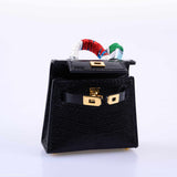 Hermes Micro Kelly Charm Black Lizard Gold Hardware - 2019, D