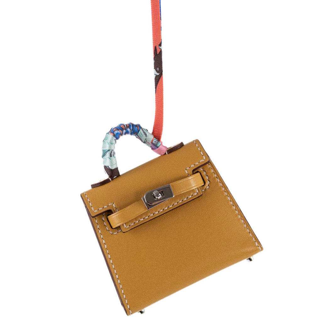 Hermes Micro Kelly Twilly Charm Foine Tadelakt Leather Palladium Hardware - 2020, Y
