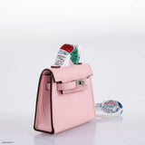Hermes Micro Kelly Twilly Charm Rose Sakura Tadelakt Palladium Hardware - 2020, Y