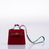 Hermes Micro Kelly Twilly Charm Rouge Vif Tadelakt Leather Gold Hardware - 2020, Y