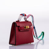 Hermes Micro Kelly Twilly Charm Rouge Vif Tadelakt Leather Gold Hardware - 2020, Y