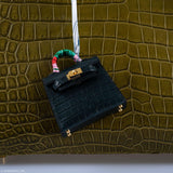 Hermes Micro Kelly Twilly Charm Vert Cyprès Matte Croc Gold Hardware - 2020, Y