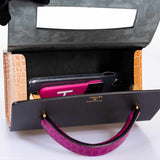Hermes Minaudière 18 petit h Graphite, Fuchsia, Poussiere Porosus Crocodile & Calf Gold Hardware - 2019