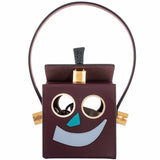 Hermes Minaudière Robot petit h Bag Blue Electric & Black Porosus Crocodile Golden Brass Hardware * Very Special