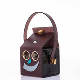 Hermes Minaudière Robot petit h Bag Blue Electric & Black Porosus Crocodile Golden Brass Hardware * Very Special