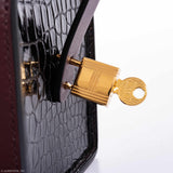 Hermes Minaudière Robot petit h Bag Blue Electric & Black Porosus Crocodile Golden Brass Hardware * Very Special