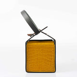 Hermes Minaudière petit h Box Bag, Gray, Saphir, Ambre Porosus Crocodile Silver Hardware