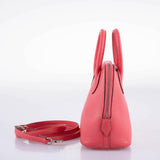 Hermes Mini Bolide 1923 Rose Lipstick Mysore Chevre leather Palladium Hardware