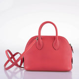 Hermes Mini Bolide 1923 Rose Lipstick Mysore Chevre leather Palladium Hardware