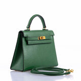 Hermes Mini Kelly 15 Vert Clair Courchevel with Gold Hardware - 1984, N
