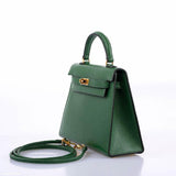 Hermes Mini Kelly 15 Vert Clair Courchevel with Gold Hardware - 1984, N