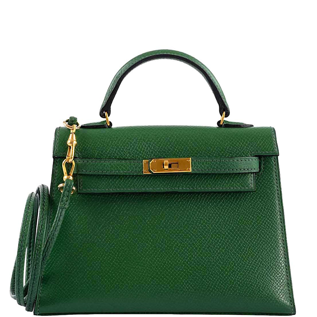 Hermes Mini Kelly 15 Vert Clair Courchevel with Gold Hardware - 1984, N