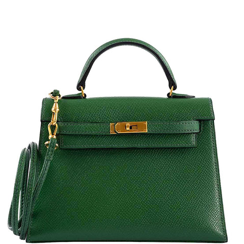 Hermes Mini Kelly 15 Vert Clair Courchevel with Gold Hardware - 1984, N