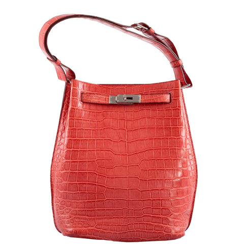 Hermes So Kelly 22 Bougenville Matte Porosus Crocodile Gold Hardware - 2011, O Square