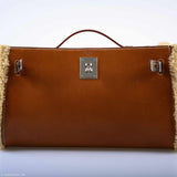 Hermes Teddy Kelly Clutch Barenia Leather & Mouton Shearling Palladium Hardware - 2007, K Square