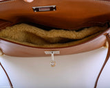 Hermes Teddy Kelly Clutch Barenia Leather & Mouton Shearling Palladium Hardware - 2007, K Square