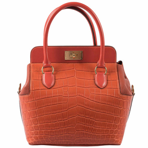 Hermes Toolbox Puzzle 20 Matte Sanguine Niloticus Crocodile & Clemence Permabrass Hardware - Limited 2019, X