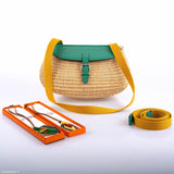 Hermes Wicker Fish Basket Crossbody, Vert Vertigo Swift with Palladium Hardware