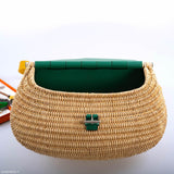 Hermes Wicker Fish Basket Crossbody, Vert Vertigo Swift with Palladium Hardware