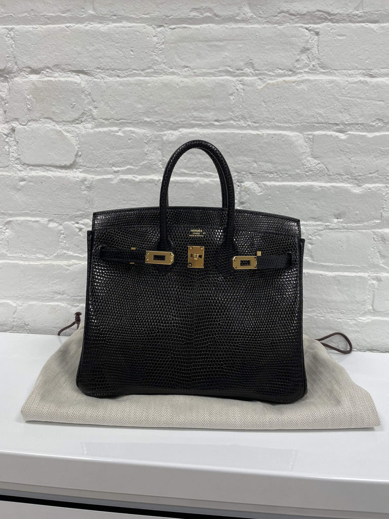 Hermes Birkin 25cm Black Lizard GHW