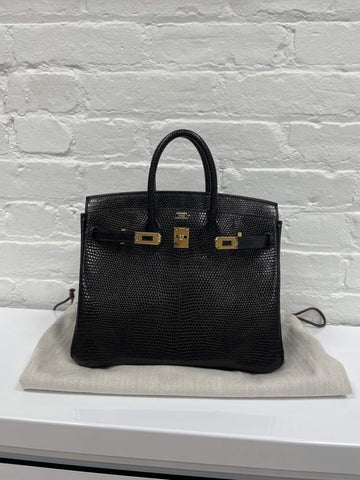 Hermes Birkin 25cm Black Lizard GHW