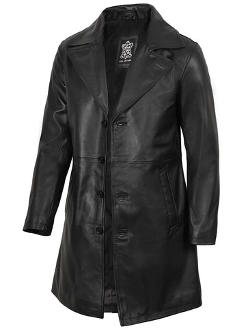 Jackson Men's Black 3/4 Length Real Leather Car Coat