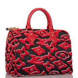 Louis Vuitton x UF Black and Red Tufted Monogram Speedy Bandouliere 25
