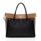 Louis Vuitton Calfskin Monogram Canvas On My Side MM Satchel (SHF-17802)