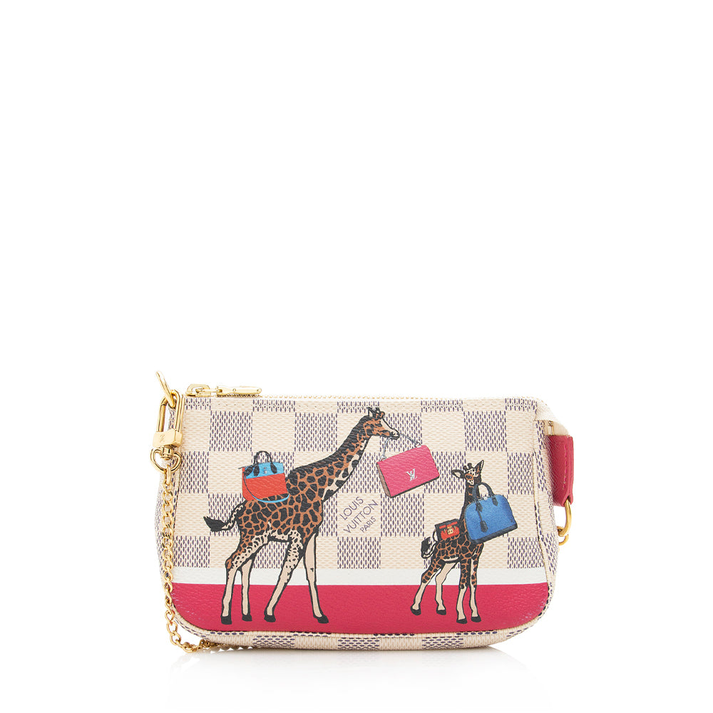 Louis Vuitton Limited Edition Damier Azur Animation Giraffe Mini Pochette Accessoires (SHF-18071)