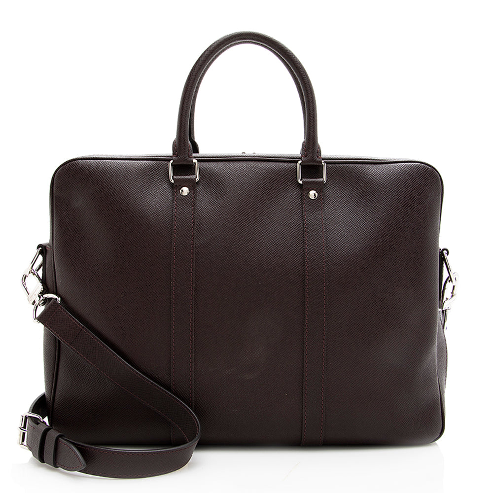 Louis Vuitton Taiga Leather Porte Documents Voyage Briefcase (SHF-18195)
