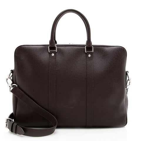Louis Vuitton Taiga Leather Porte Documents Voyage Briefcase (SHF-18195)