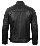 Tall Diamond Mens Black Cafe Racer Leather Jacket