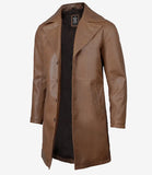 Men's 3 4 Length Brown Leather Car Coat