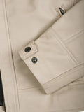 Men's Beige Cafe Racer Leather Jacket