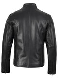Men Black Cafe Racer Real Leather Jacket