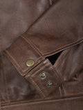 Mens Shirt Collar Chocolate Brown Leather Jacket
