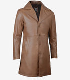 Men's 3 4 Length Brown Leather Car Coat