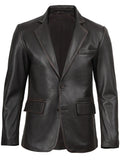 Mens Dark Brown Rub Off Leather Blazer