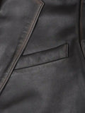 Mens Dark Brown Rub Off Leather Blazer