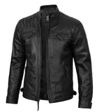 Tall Diamond Mens Black Cafe Racer Leather Jacket