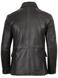 Mens Dark Brown Rub Off Leather Blazer