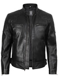 Men's Black Cafe Racer Leather Jacket