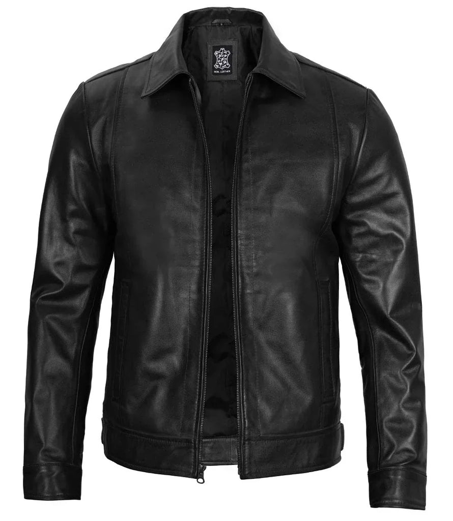Men's Black Harrington Classic Leather Jacket