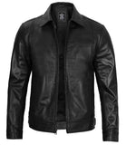 Men's Black Harrington Classic Leather Jacket