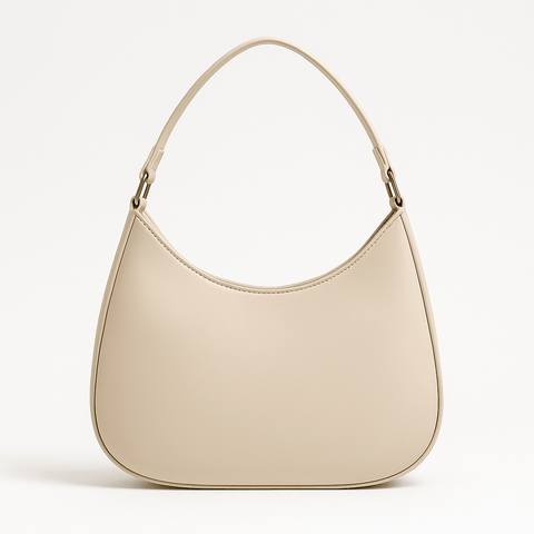 Nuvia Bloom Caia Crescent Shoulder Bag for Women – Cream PU Leather