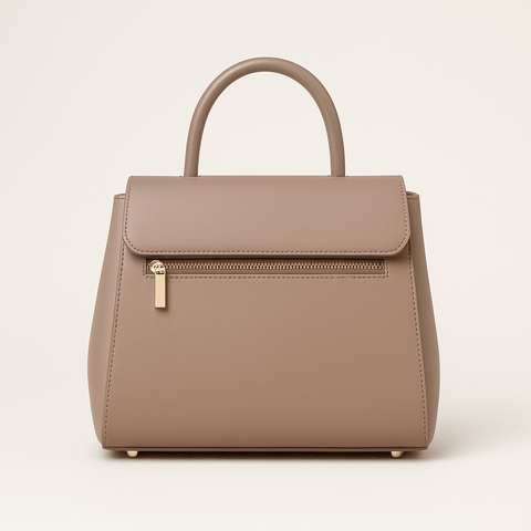 Nuvia Bloom Sera Top-Handle Satchel Bag for Women – Taupe Leather