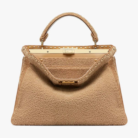 PEEKABOO ISEEU LARGE Beige Sheepskin Bag