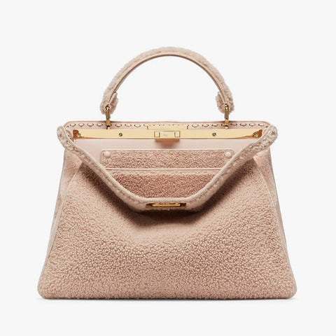 PEEKABOO ISEEU LARGE Pink Sheepskin Bag
