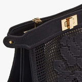 PEEKABOO ISEEU POCHETTE Black Canvas Bag With Embroidery