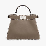 PEEKABOO ISEEU SMALL Grey Full Grain Leather and Elaphe Bag